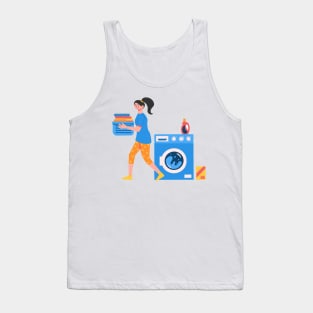 Hand Drawn "Woman In Laundry" Tank Top